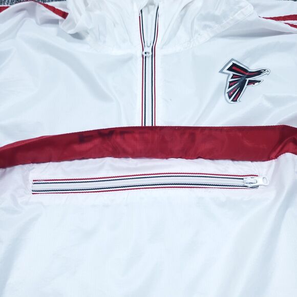 White Atlanta Falcons Rain Jacket Size XL NFL Team Apparel Windbreaker - Picture 5 of 14